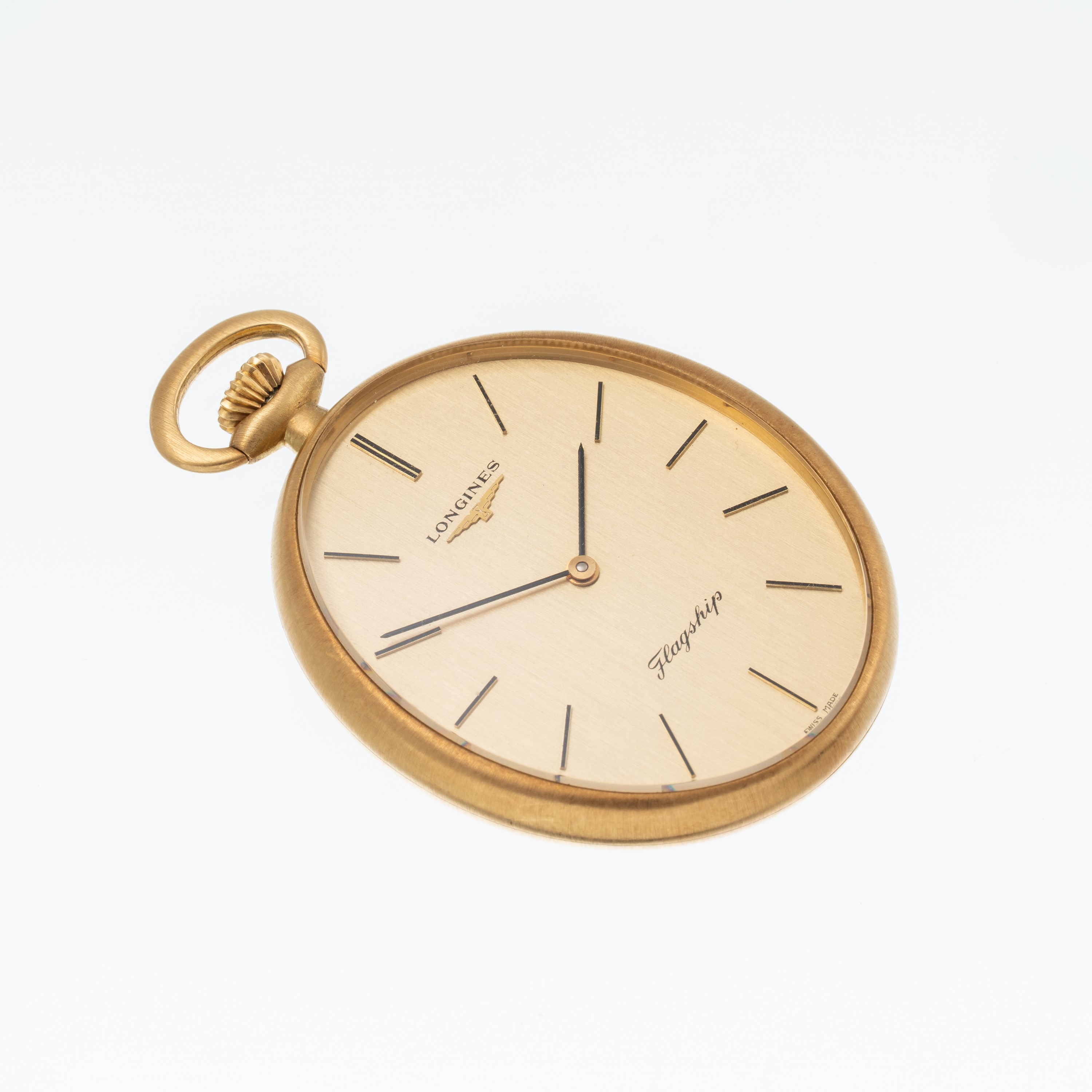 Longines - Flagship, orologio da tasca ovale in oro giallo 18 kt con quadrante champagne