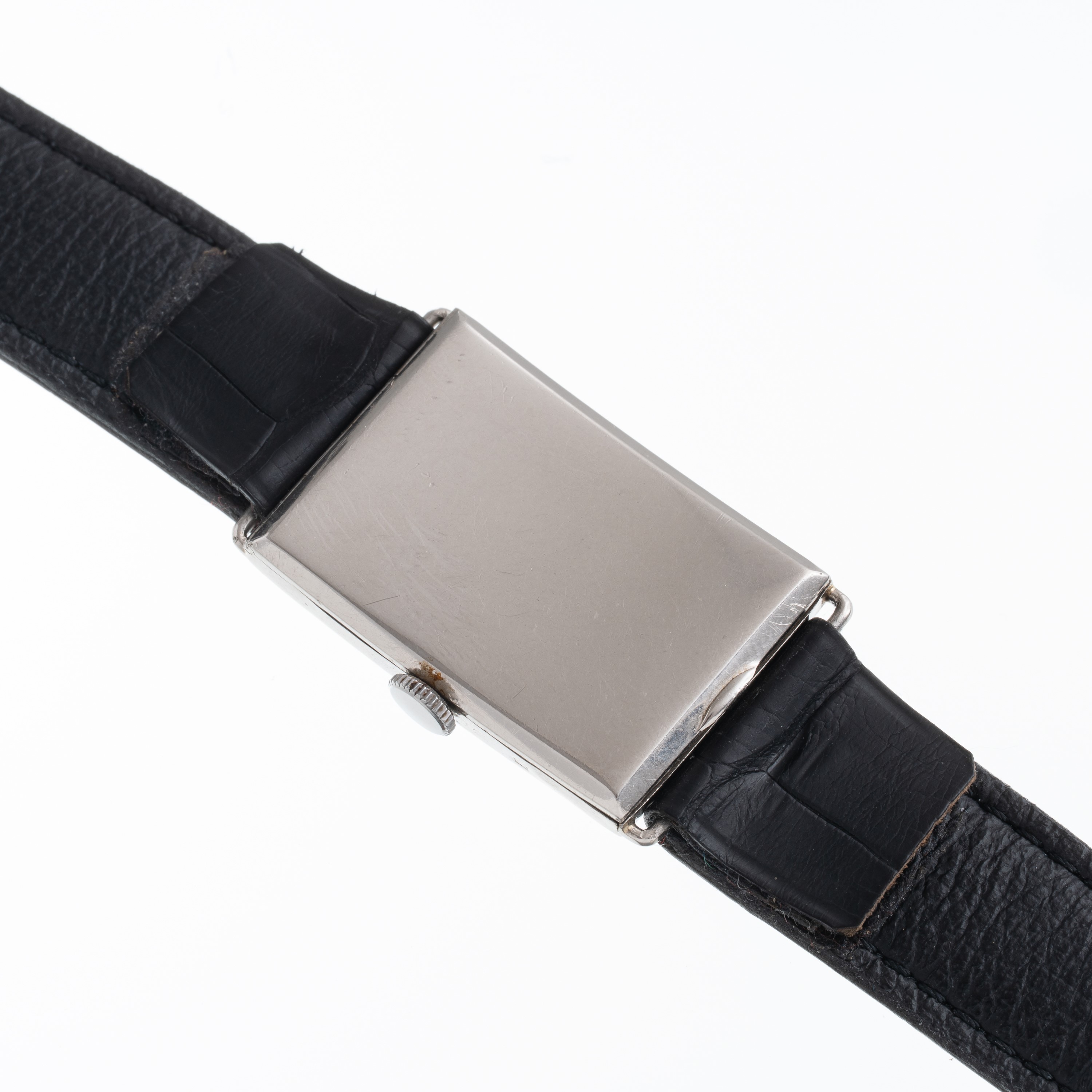 Omega - Tank Art Déco, orologio solo tempo a carica manuale in platino con quadrante bitonale