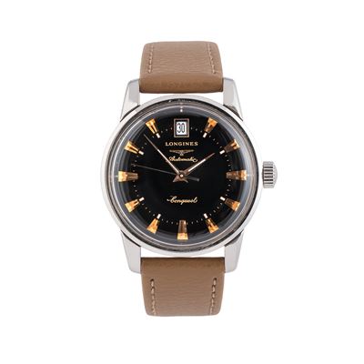 Conquest — orologio solo tempo automatico in acciaio, quadrante nero
