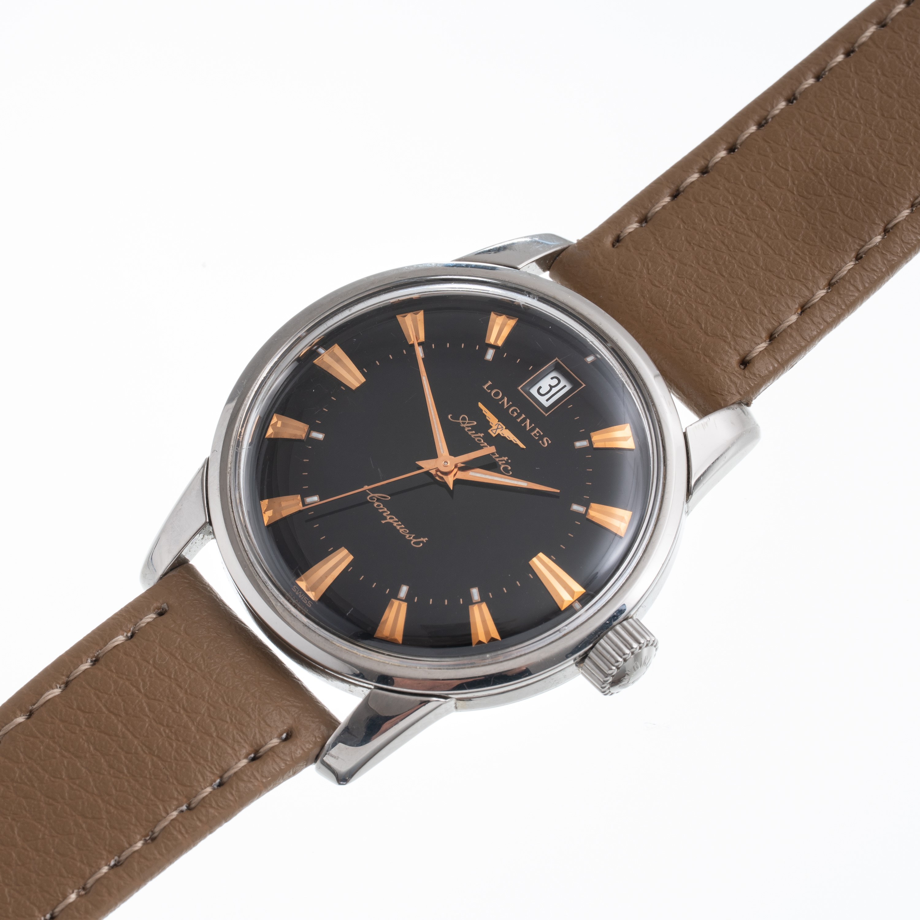 Longines - Conquest — orologio solo tempo automatico in acciaio, quadrante nero