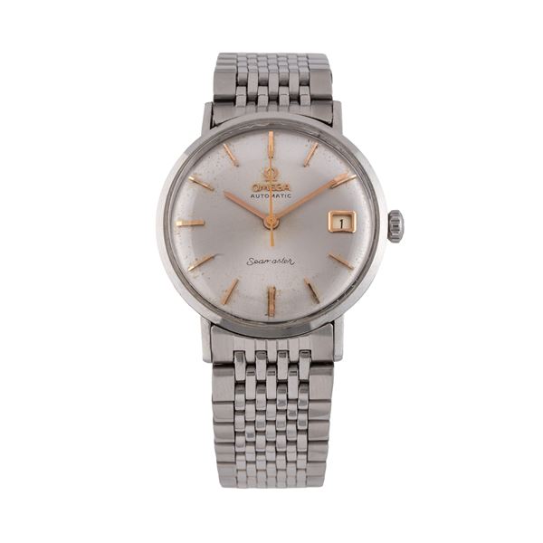 OMEGA - OMEGA - SEAMASTER  OROLOGIO A CARICA AUTOMATICA IN ACCIAIO CON BRACCIALE IN ACCIAIO OMEGA E QUADRANTE ARGENTE' CON DATARIO AD ORE TRE