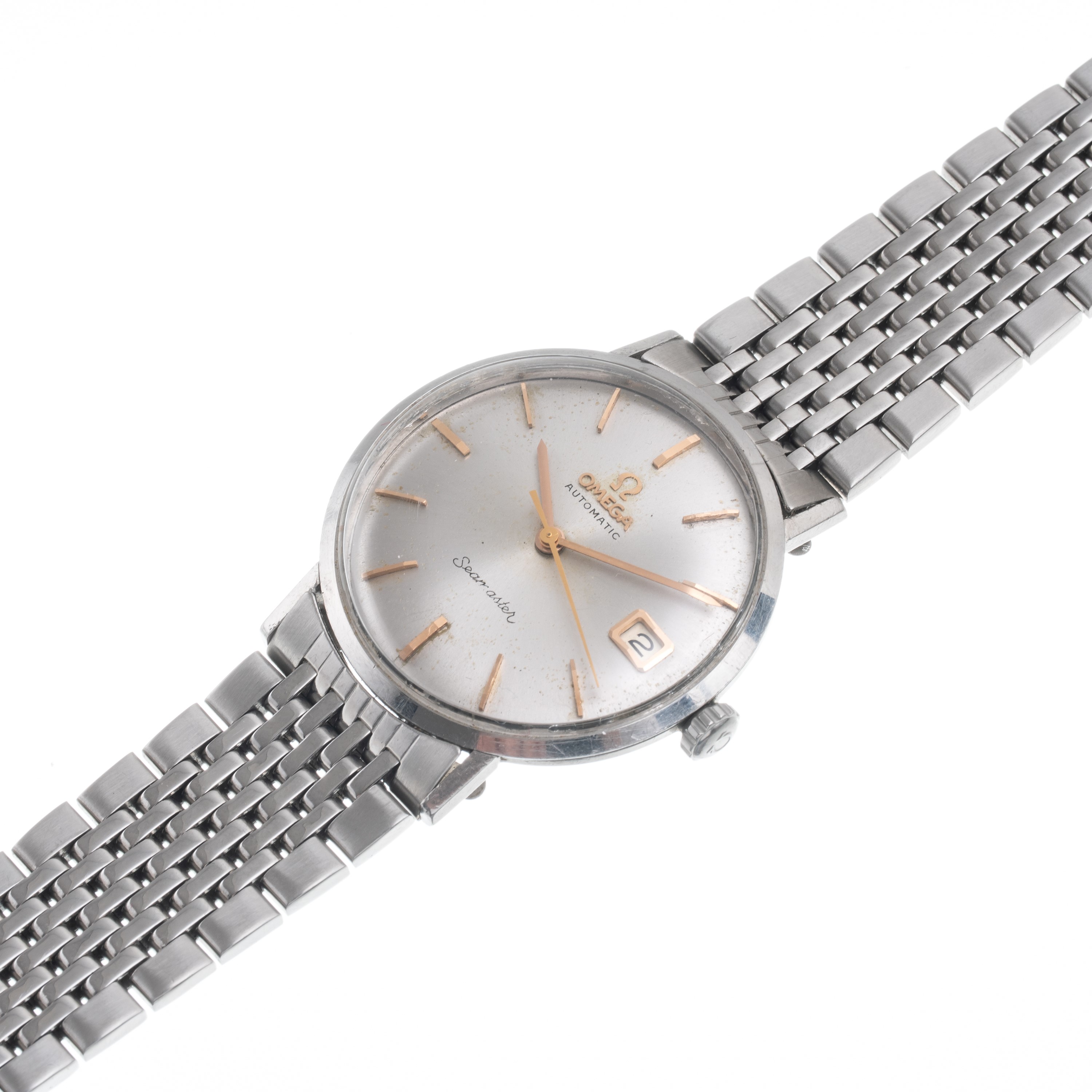 Omega - Seamaster 166.001, orologio da polso in acciaio con carica automatica e quadrante argenté