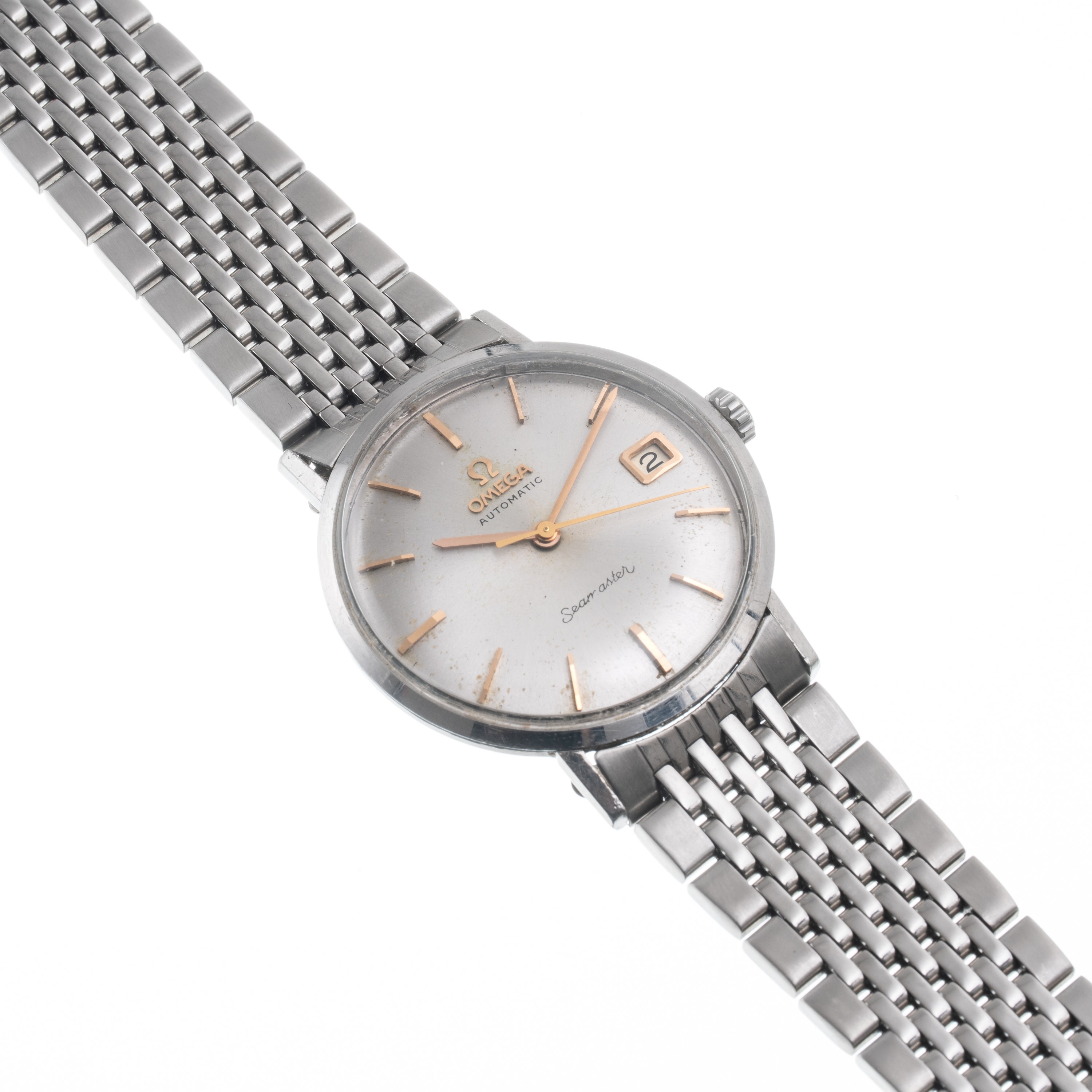 Omega - Seamaster 166.001, orologio da polso in acciaio con carica automatica e quadrante argenté