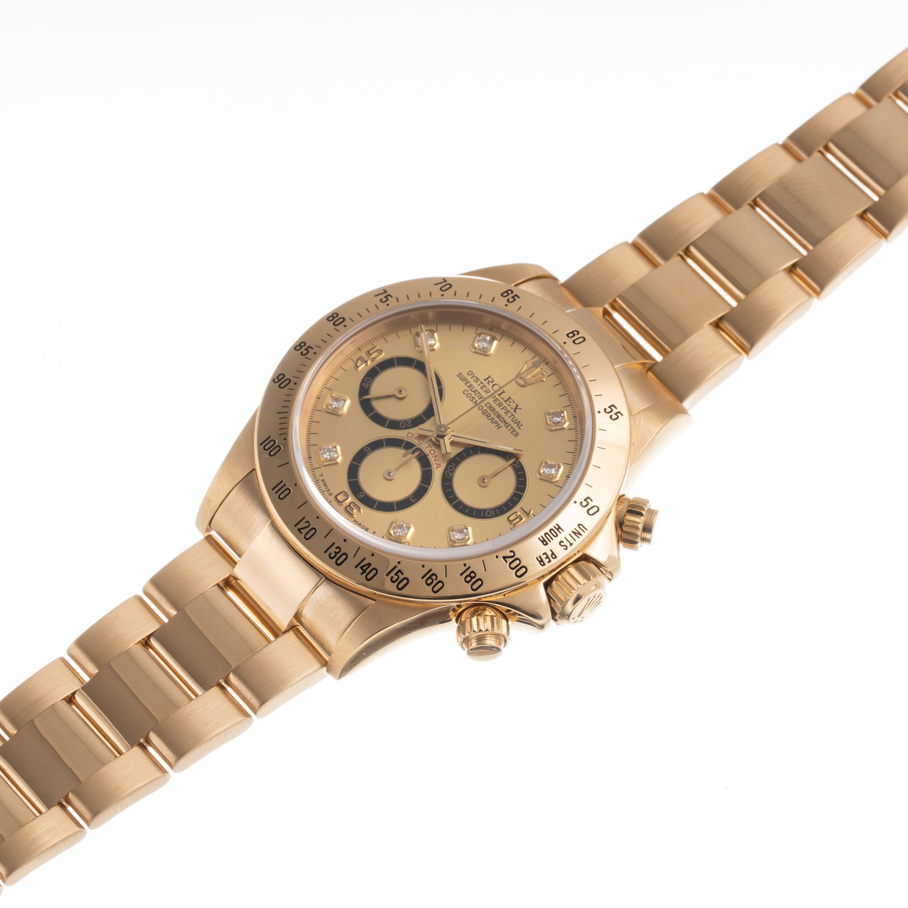 Rolex - Daytona 16528, cronografo automatico in oro giallo 18 kt con quadrante champagne a quattr...