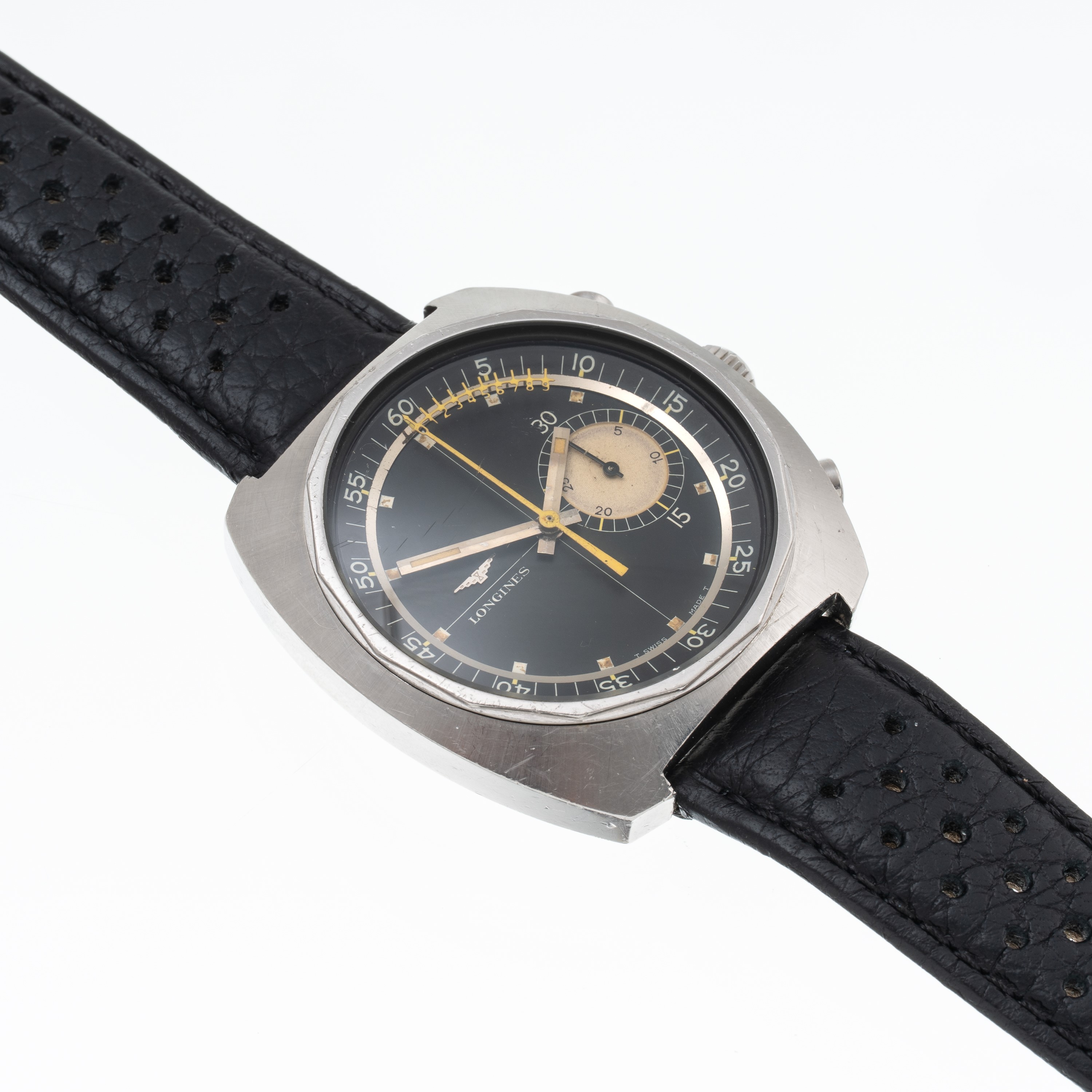 Longines - Nonius 8225-2 — cronografo flyback a carica manuale in acciaio, quadrante nero