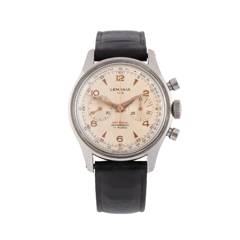 Lemania - Chronograph 152-1, cronografo a carica manuale in acciaio con quadrante argenté