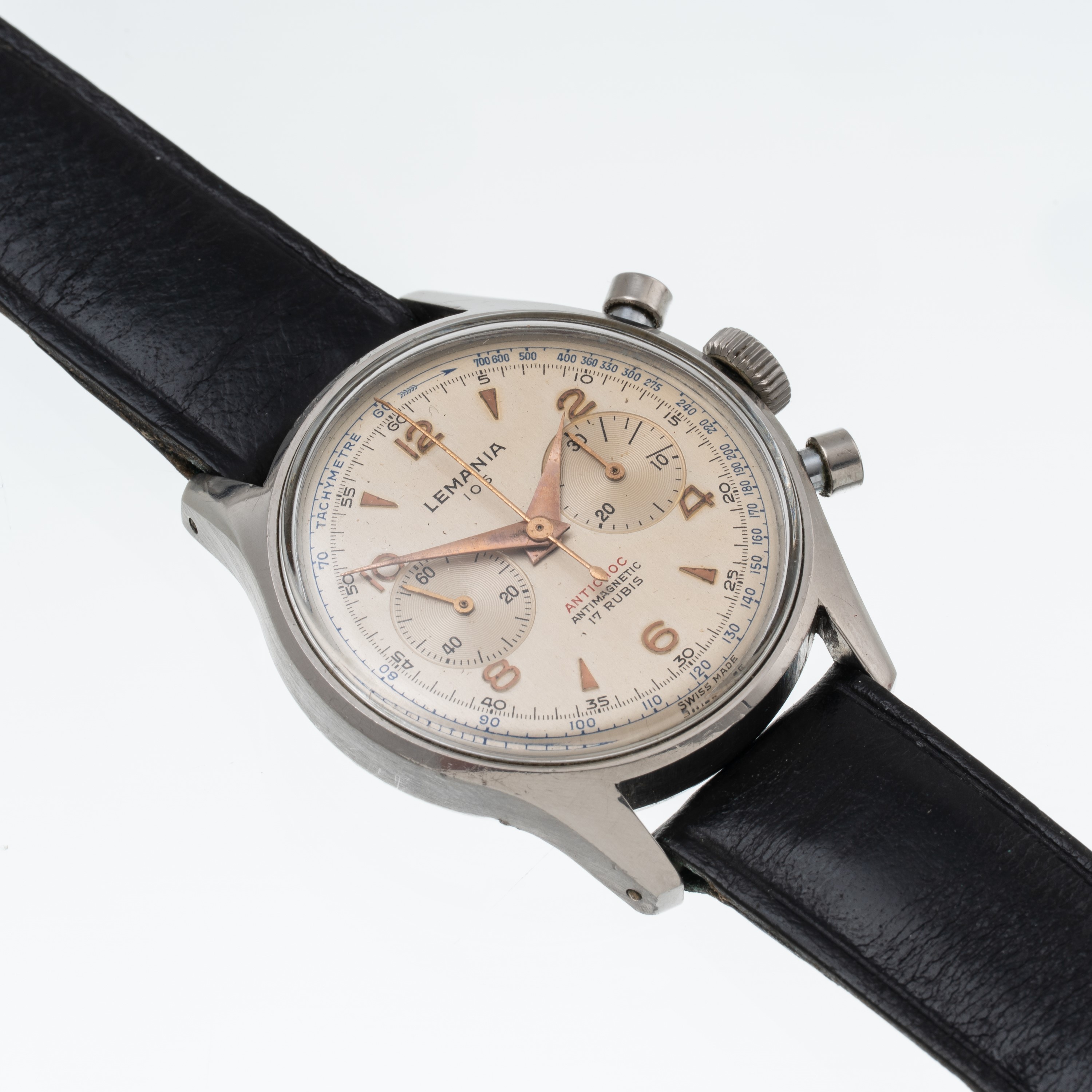 Lemania - Chronograph 152-1, cronografo a carica manuale in acciaio con quadrante argenté