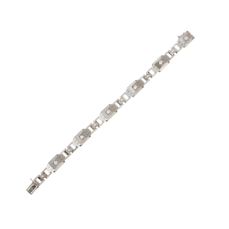 Oro bianco 18 kt, Bracciale con dodici diamanti