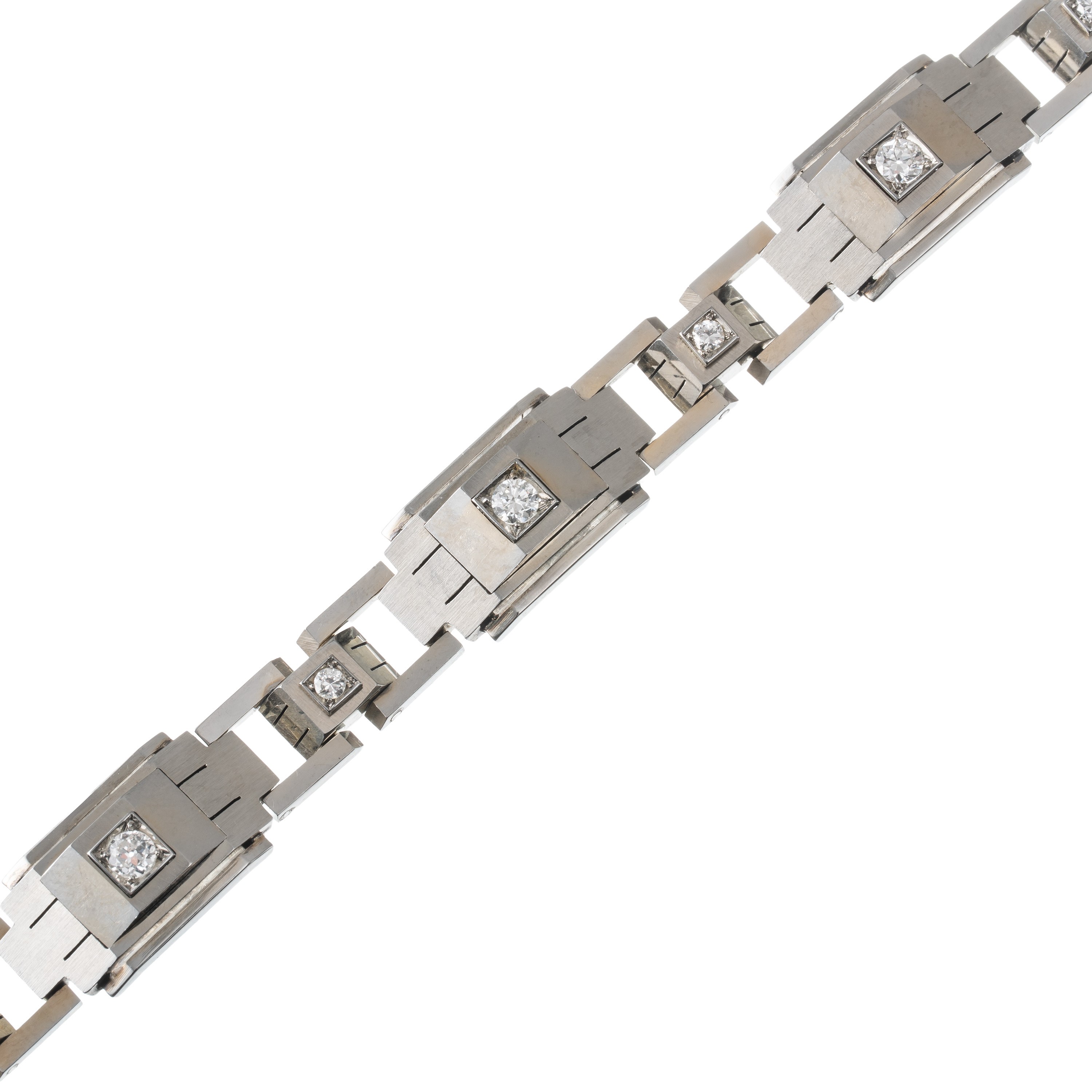 Oro bianco 18 kt, Bracciale con dodici diamanti