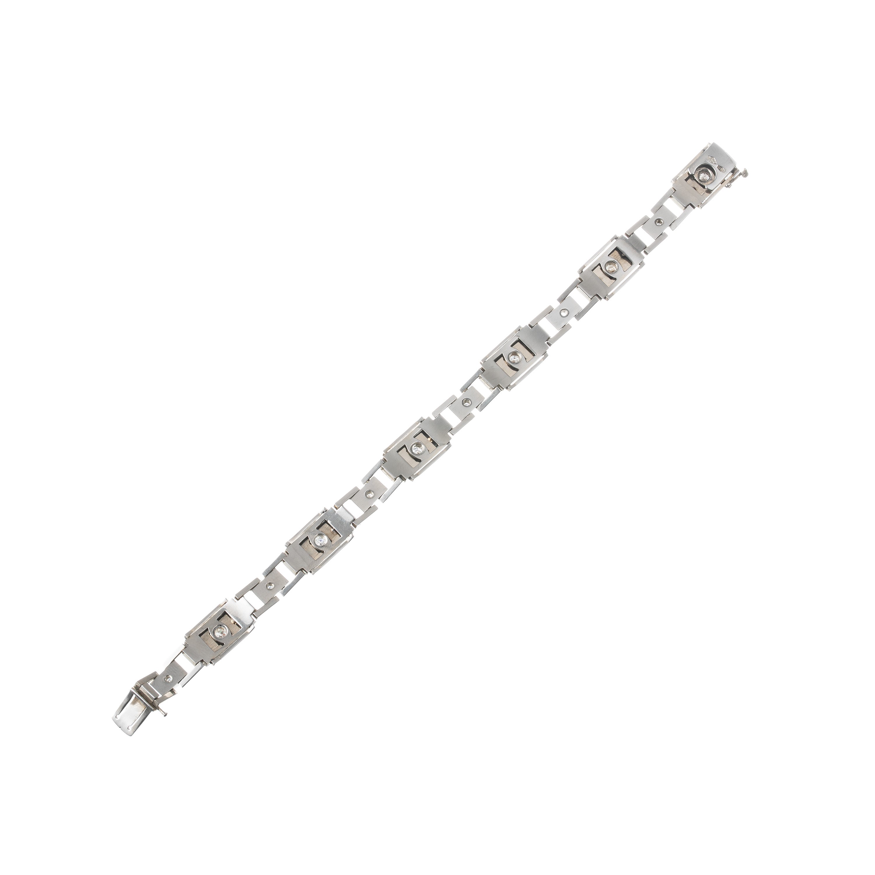 Oro bianco 18 kt, Bracciale con dodici diamanti
