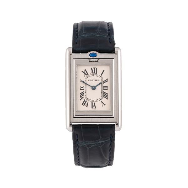 CARTIER - CARTIER - BASCULANTE OROLOGIO SOLO TEMPO REVERSIBILE AL QUARZO IN ACCIAIO CON QUADRANTE BIANCO
