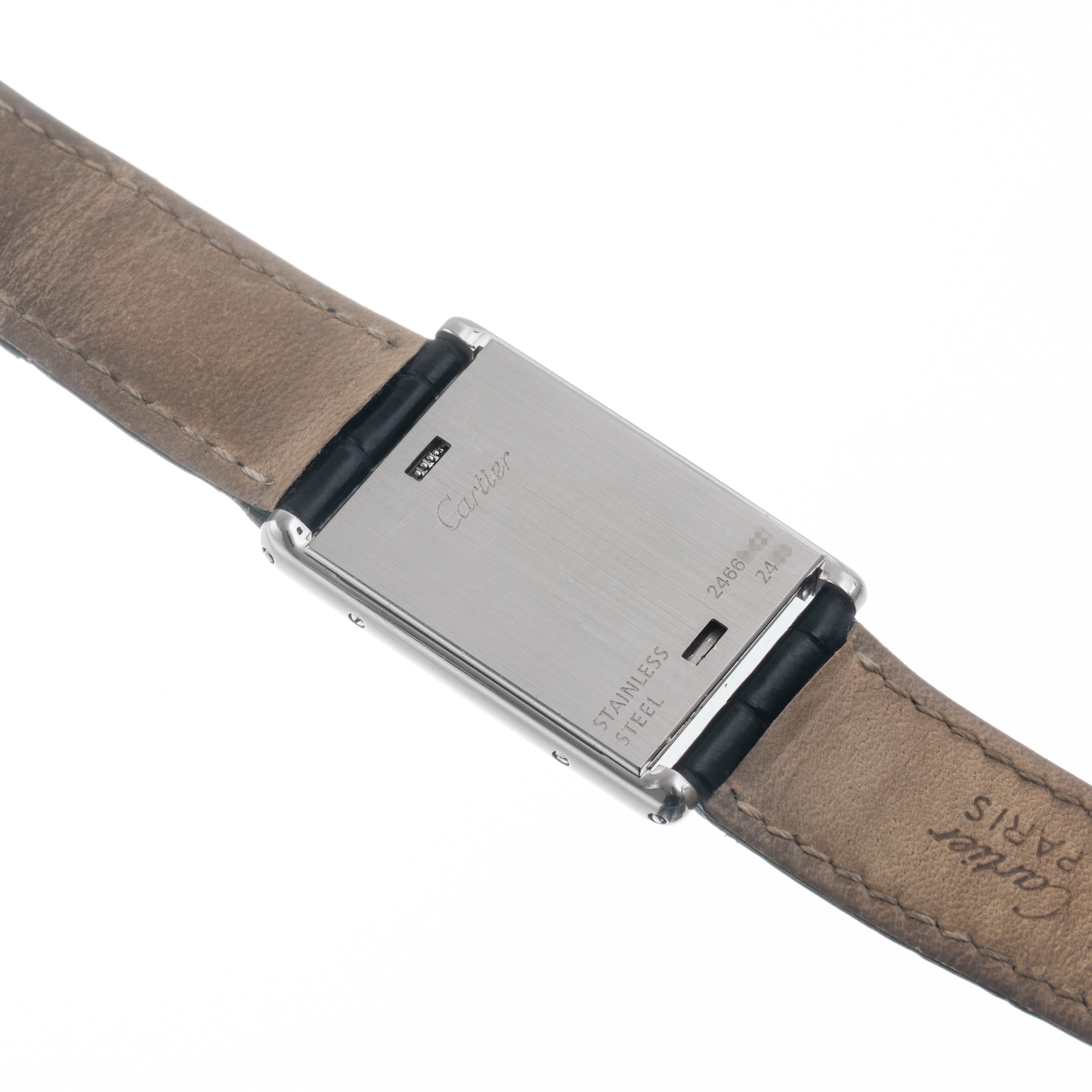 Cartier - Basculante 2405, orologio solo tempo reversibile al quarzo in acciaio con quadrante bia...
