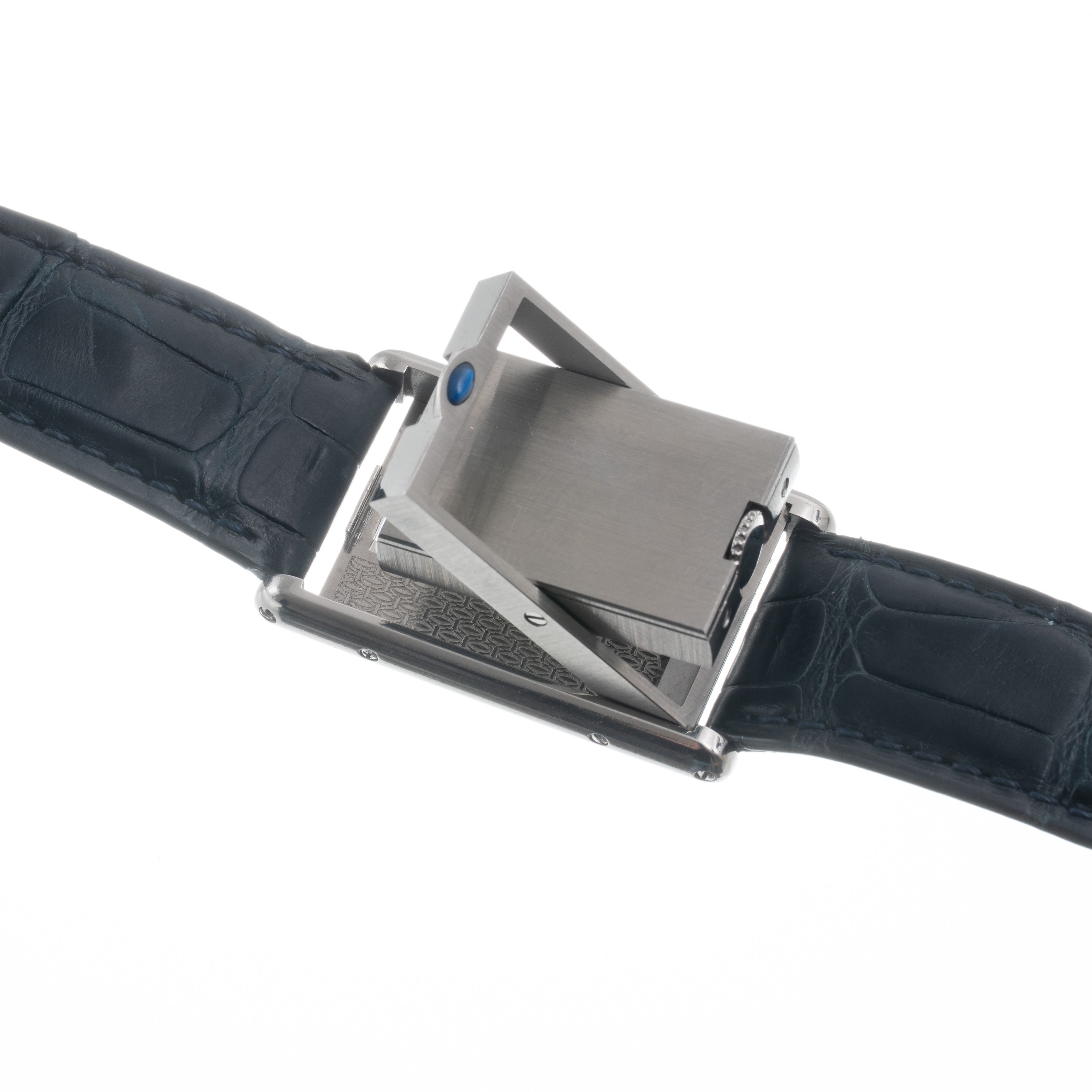 Cartier - Basculante 2405, orologio solo tempo reversibile al quarzo in acciaio con quadrante bia...