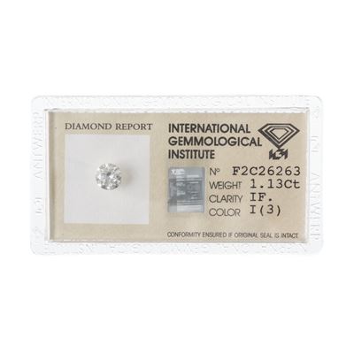 Diamante blisterato naturale, 1,13 ct, taglio brillante rotondo (IGI)