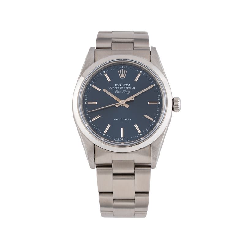 Rolex - Air-King Precision 14000, solo tempo automatico in acciaio con quadrante blu