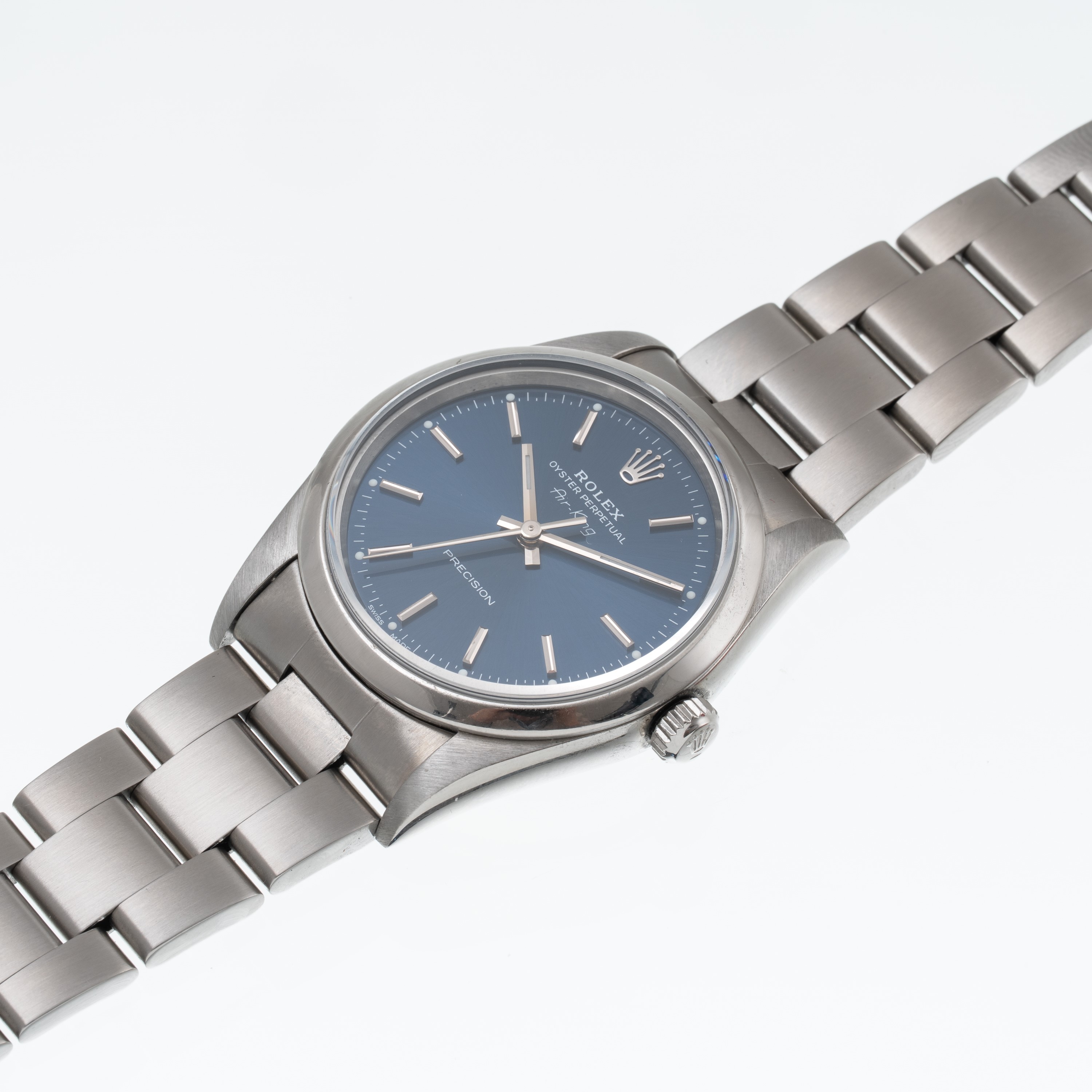 Rolex - Air-King Precision 14000, solo tempo automatico in acciaio con quadrante blu
