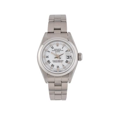 Oyster Perpetual Date Lady 69160 (1997) — acciaio, quadrante bianco, carica automatica