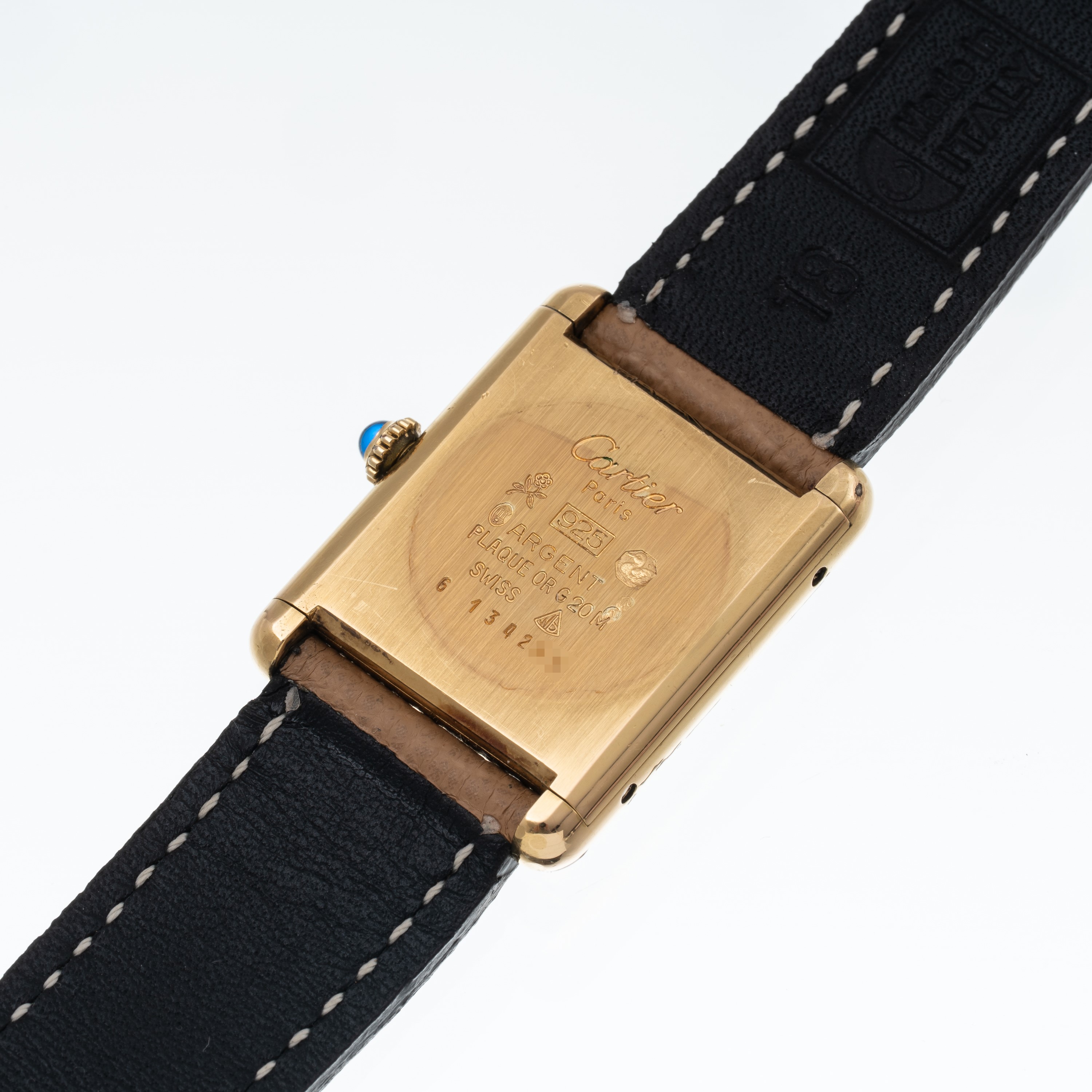 Must de Cartier Tank Tridor, orologio solo tempo a carica manuale in argento placcato oro