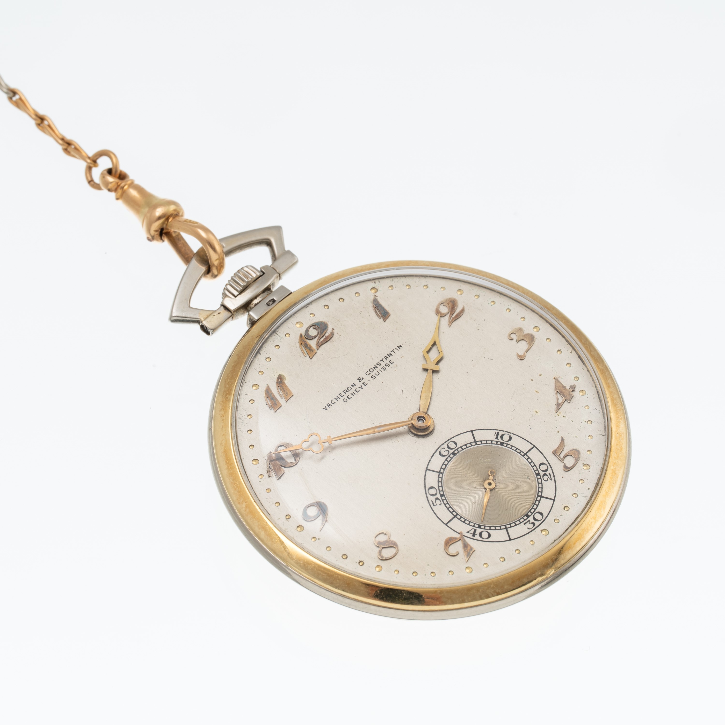 Vacheron Constantin - Orologio da tasca in oro giallo e bianco 18 kt con quadrante argenté e indi...