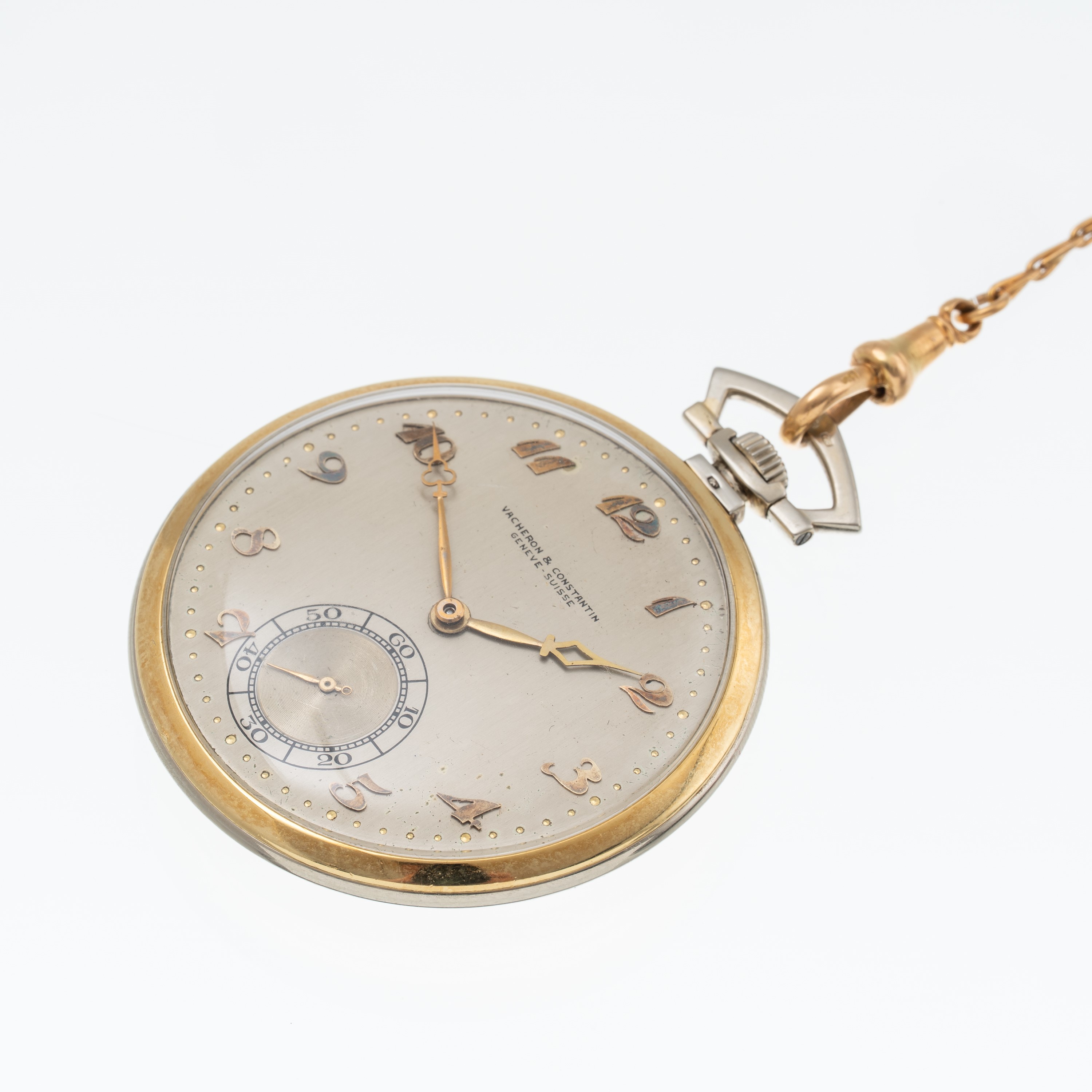 Vacheron Constantin - Orologio da tasca in oro giallo e bianco 18 kt con quadrante argenté e indi...
