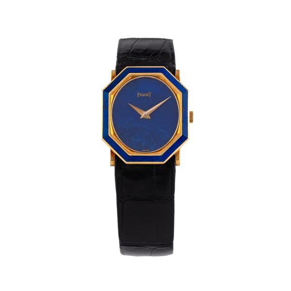 PIAGET - PIAGET OROLOGIO SOLO TEMPO A CARICA MANUALE IN ORO GIALLO 18 KT CON QUADRANTE E GHIERA IN LAPISLAZZULI