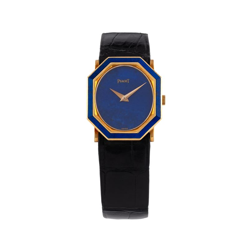Piaget - Orologio solo tempo a carica manuale in oro giallo 18 kt con quadrante e ghiera in lapis...