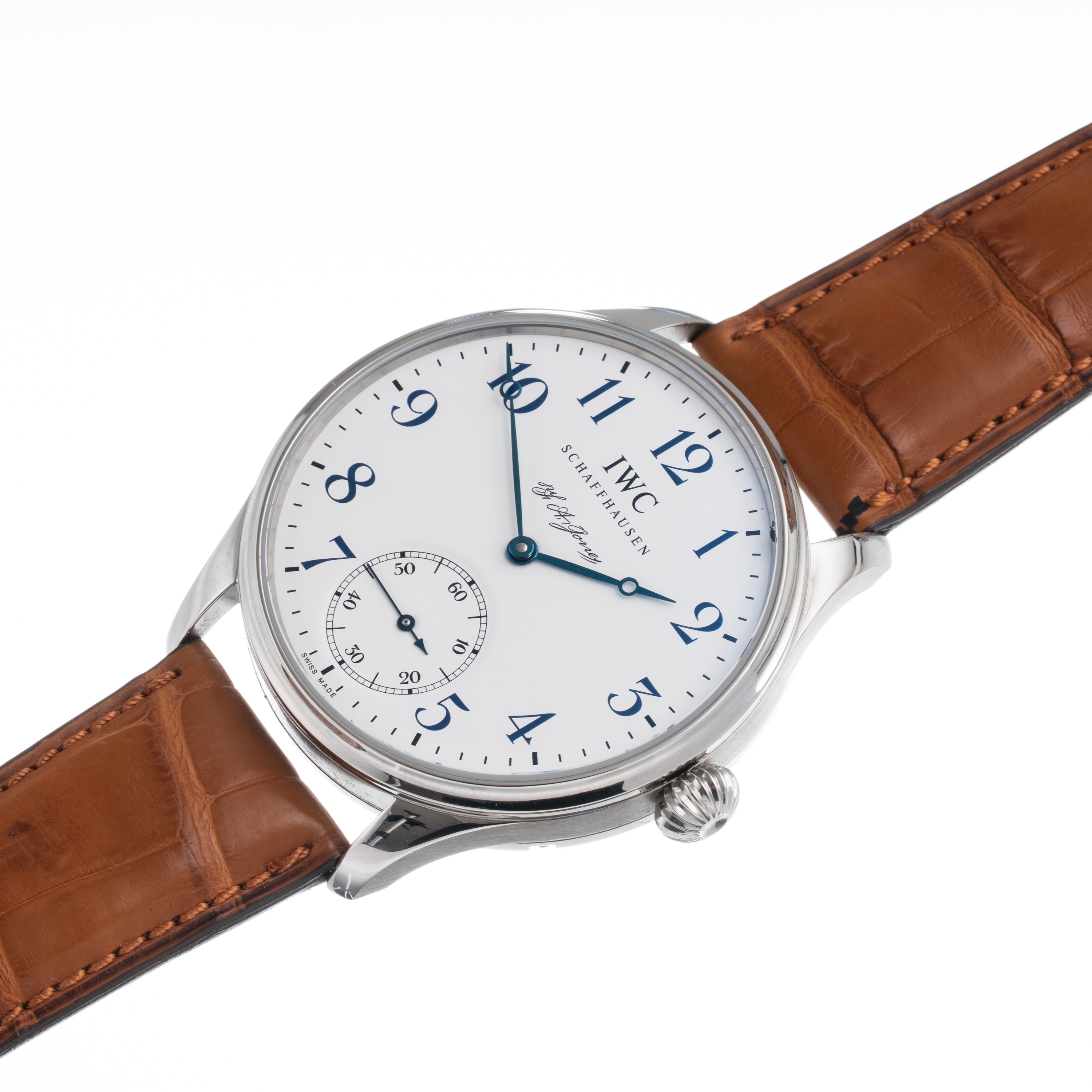 Iwc - Portuguese F.A. Jones — orologio solo tempo a carica manuale in acciaio, quadrante bianco, ...