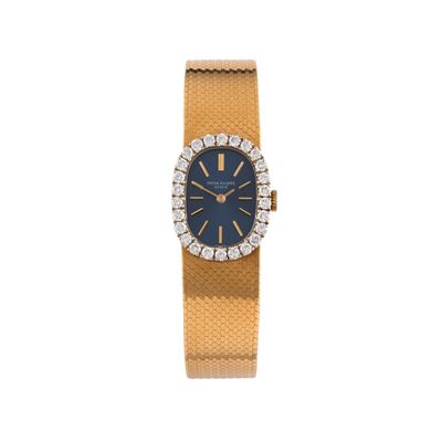 Ellipse — orologio solo tempo a carica manuale in oro giallo 18 kt con quadrante blu e ghiera in ...