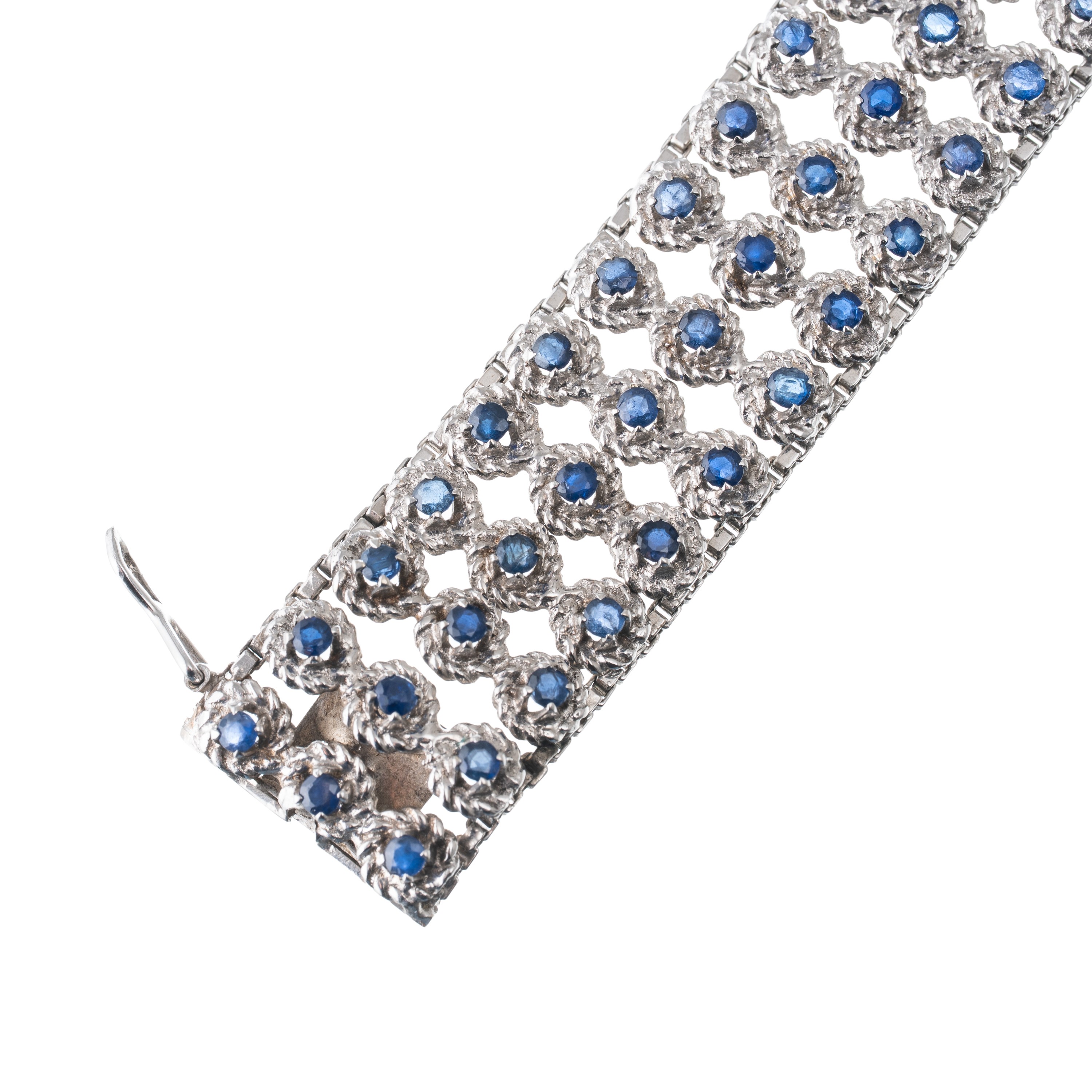 Oro bianco 18 kt, Bracciale con centodue zaffiri