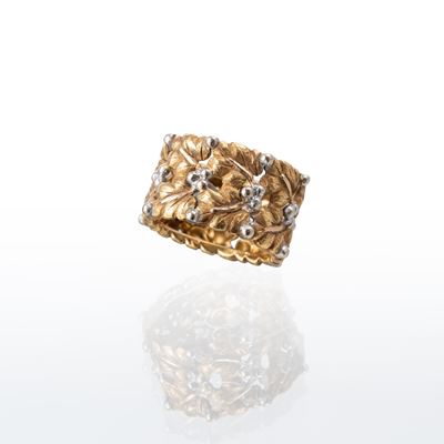 Anello in oro bianco e giallo 18 kt