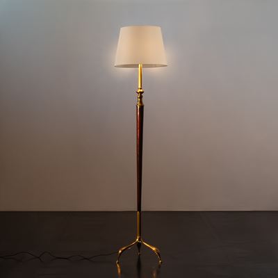 Lampada da terra in ottone e ebano (circa 1950)