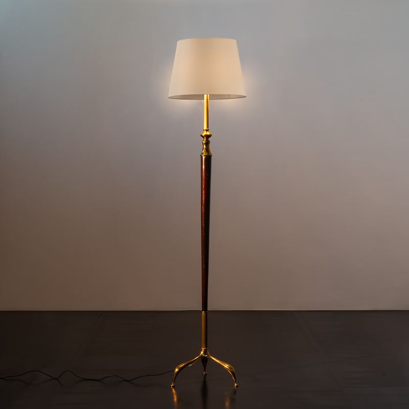 Anonimo - Lampada da terra in ottone e ebano (circa 1950)