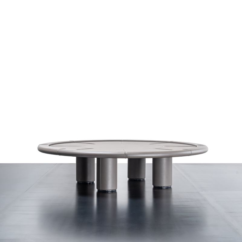 Rossi di Albizzate - Coffee table in metallo e rivestimento in pelle