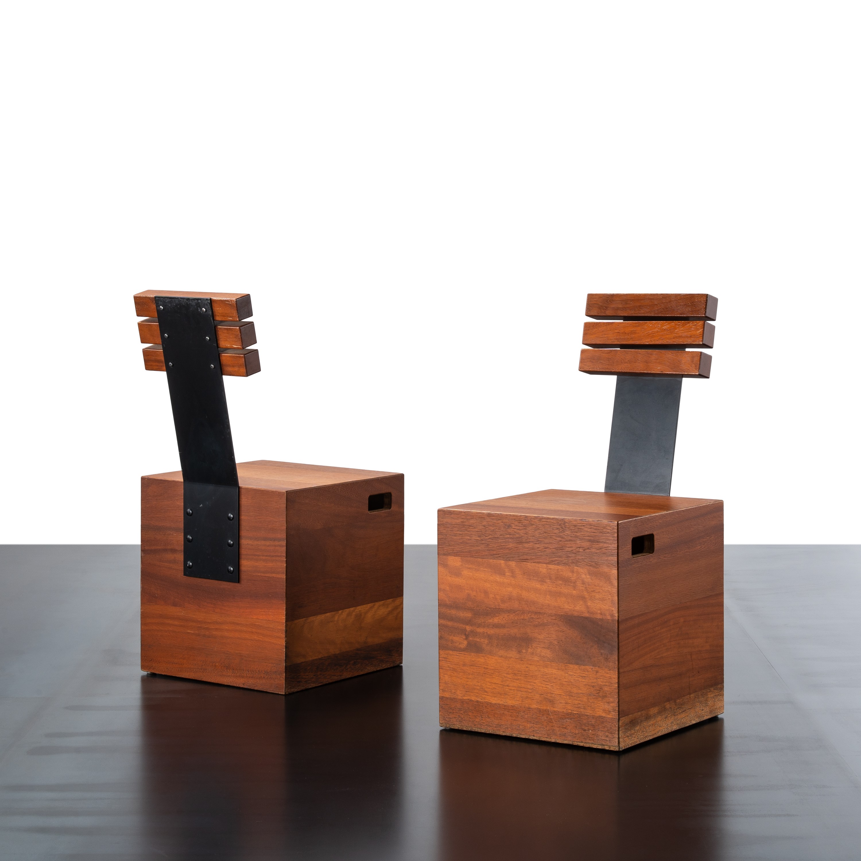 Anonimo - Set di sei sedie in legno e metallo