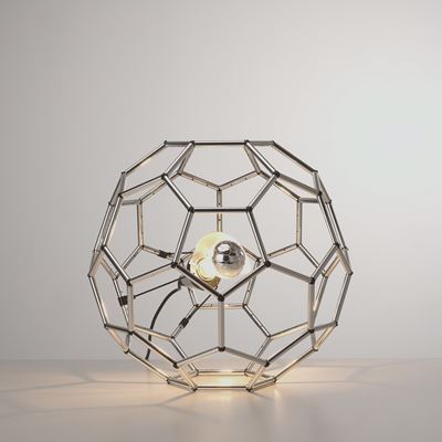 Lampada da tavolo in plastica cromata