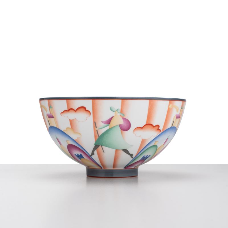 Gio Ponti - Il pellegrino di Montesanto, porcellana dipinta a mano (produzione Richard Ginori, Pi...