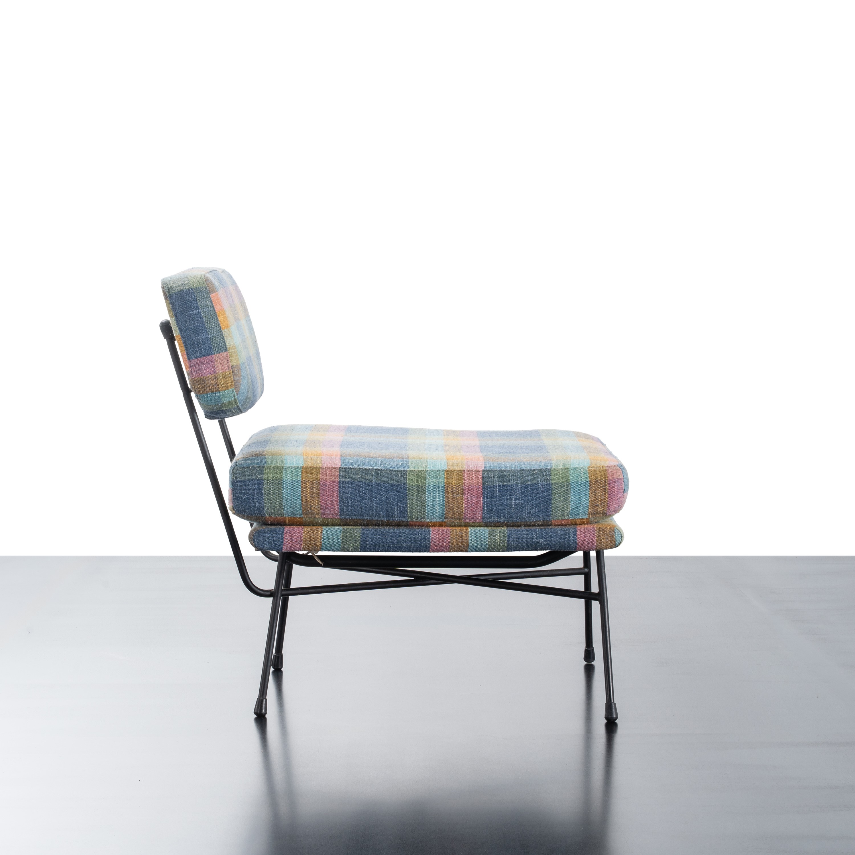Bbpr - Tre poltrone “Elettra” (disegno 1953), metallo e tessuto