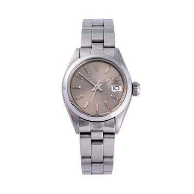 Oyster Perpetual Date 6916, orologio da polso automatico in acciaio con quadrante grigio e datari...