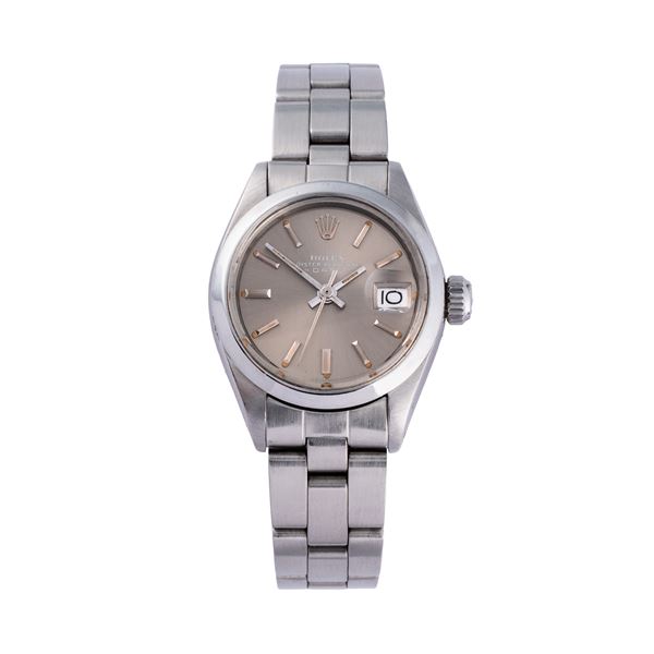 ROLEX - ROLEX - OYSTER PERPETUAL DATE OROLOGIO A CARICA AUTOMATICA IN ACCIAIO CON BRACCIALE OYSTER IN ACCIAIO E QUADRANTE GRIGIO CON DATARIO AD ORE TRE