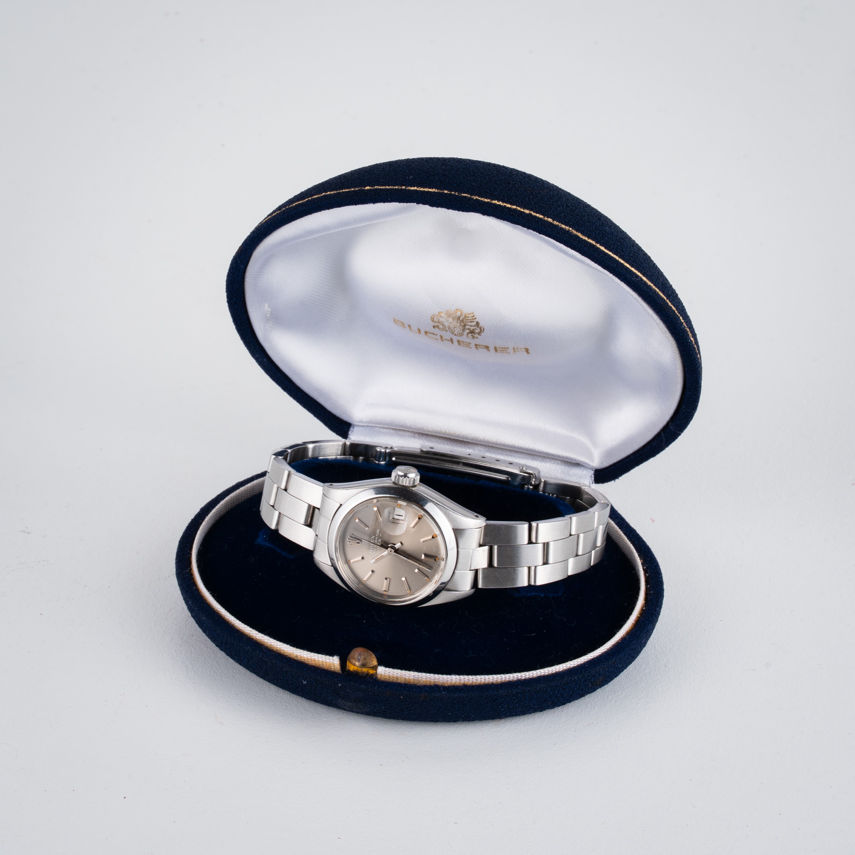 Rolex - Oyster Perpetual Date 6916, orologio da polso automatico in acciaio con quadrante grigio ...