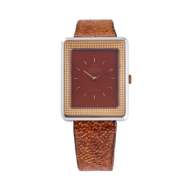 OMEGA - OMEGA - DE VILLE FUEGO AZTECA OROLOGIO SOLO TEMPO A CARICA AUTOMATICA IN ACCIAIO CON GHIERA IN ORO GIALLO 18KT CON QUADRANTE LACCATO ROSSO