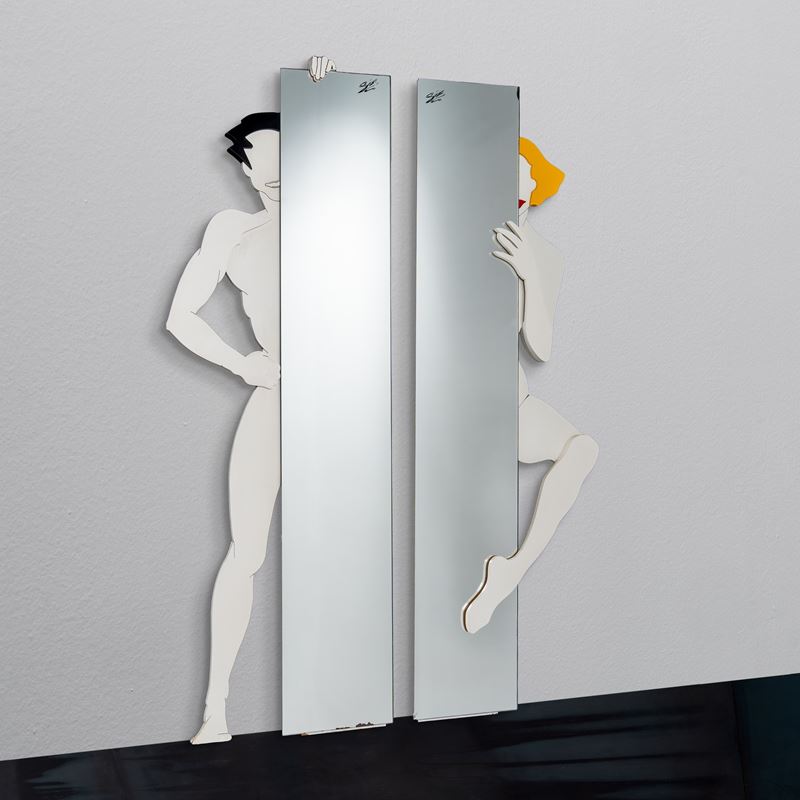 Annalisa Guariso - Coppia di specchi da parete in legno e vetro