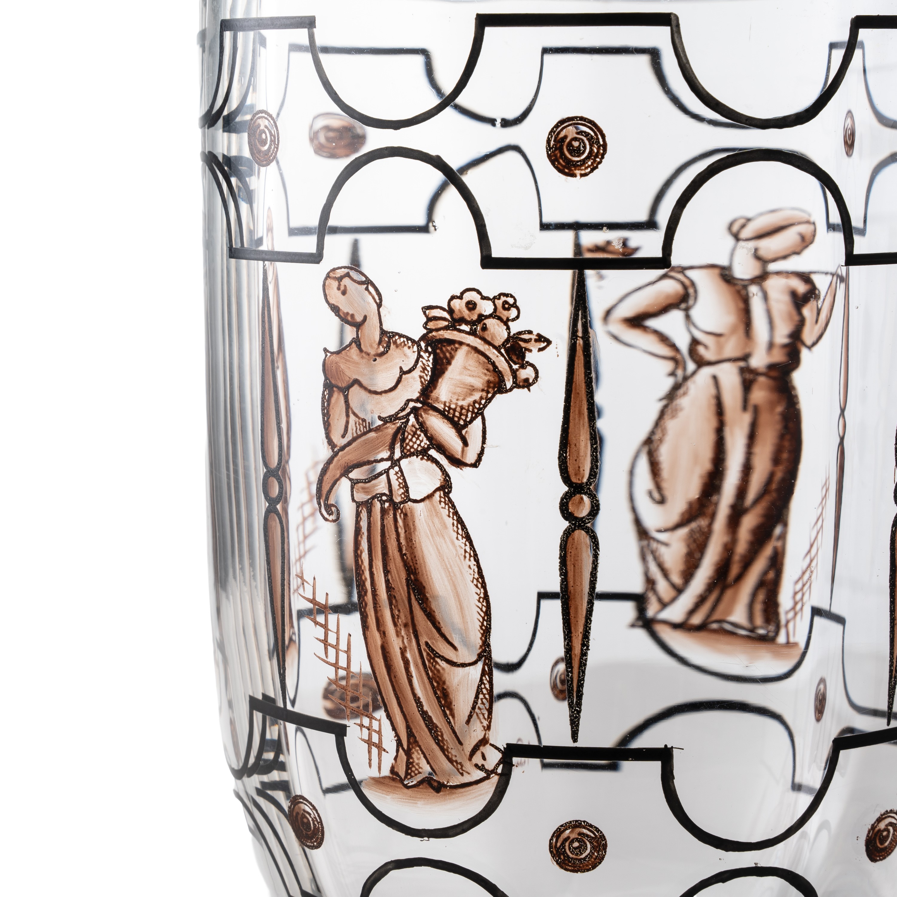 Vedar - Vaso in vetro soffiato con smaltatura artistica (produzione anni Trenta, Italia)