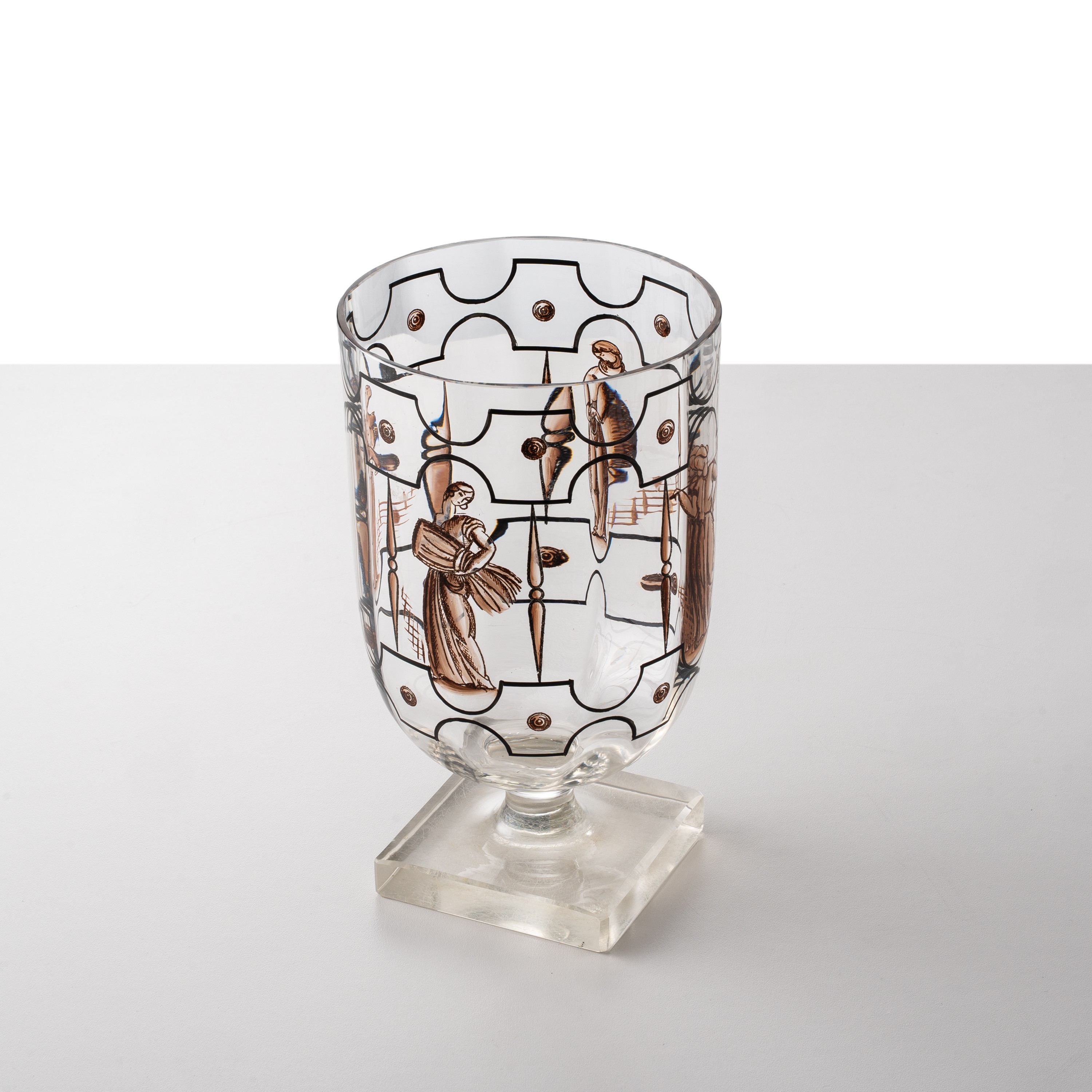 Vedar - Vaso in vetro soffiato con smaltatura artistica (produzione anni Trenta, Italia)