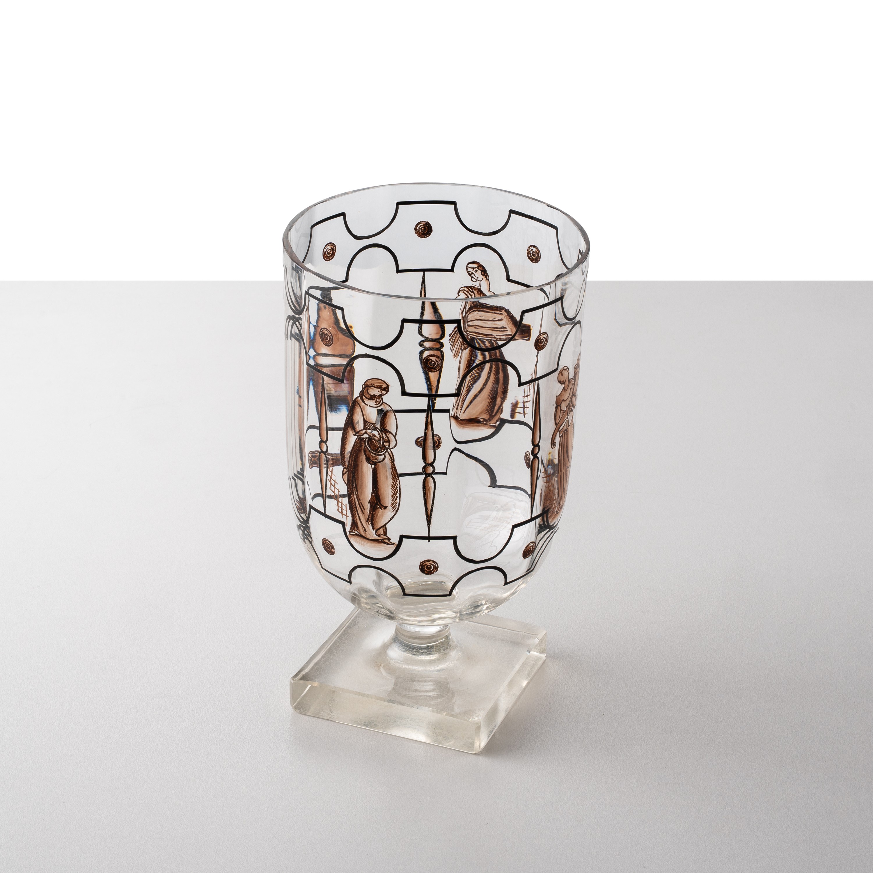 Vedar - Vaso in vetro soffiato con smaltatura artistica (produzione anni Trenta, Italia)