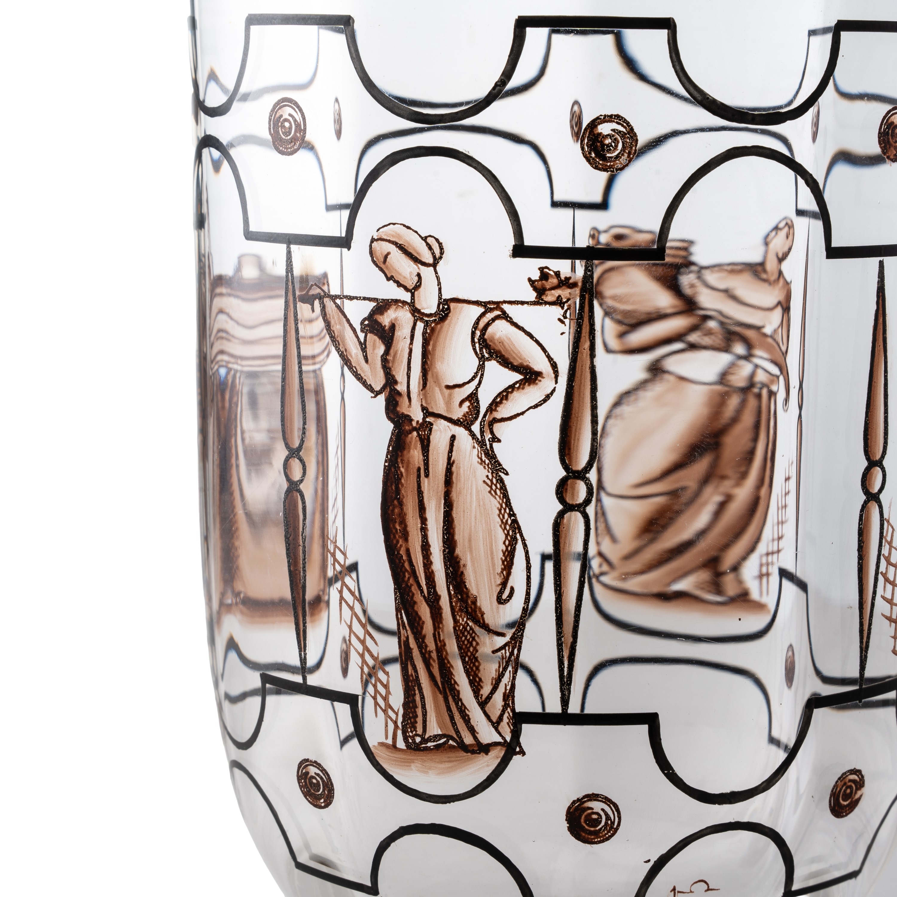 Vedar - Vaso in vetro soffiato con smaltatura artistica (produzione anni Trenta, Italia)