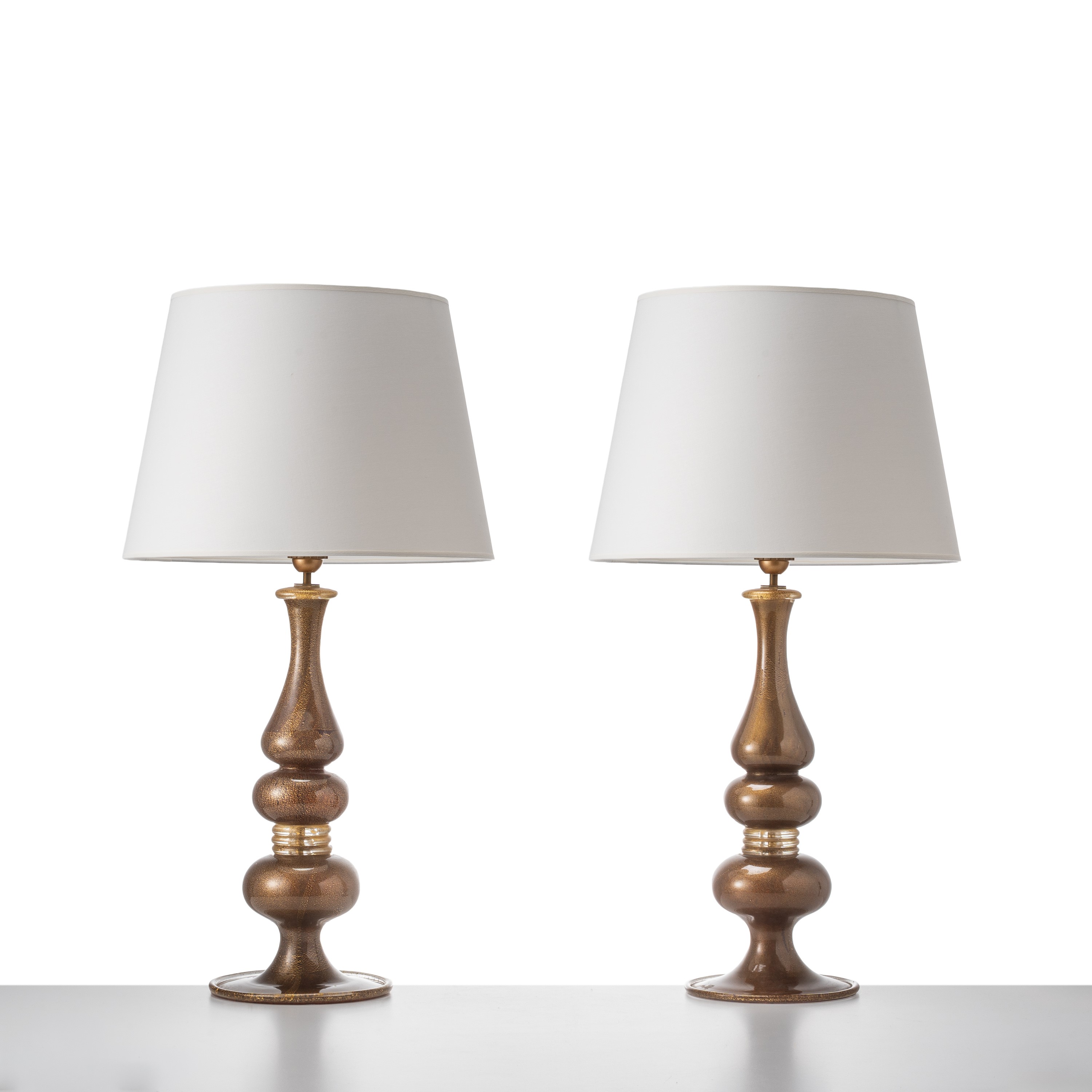 Barovier & Toso - Coppia di lampade da tavolo in vetro con foglia d’oro