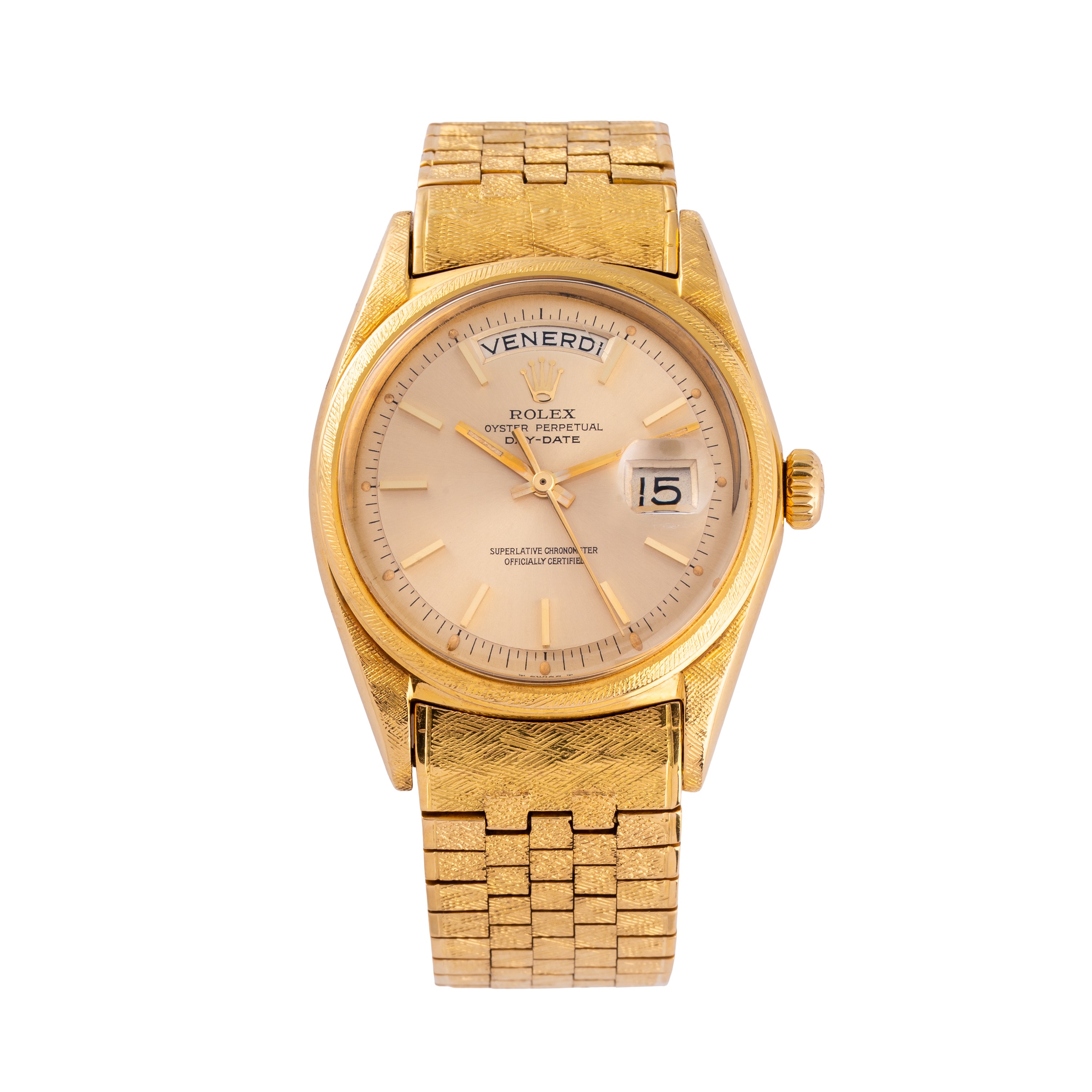 Rolex - Day-Date Ref. 1806, oro giallo 18 kt con lavorazione “Florentine” (anno 1969)