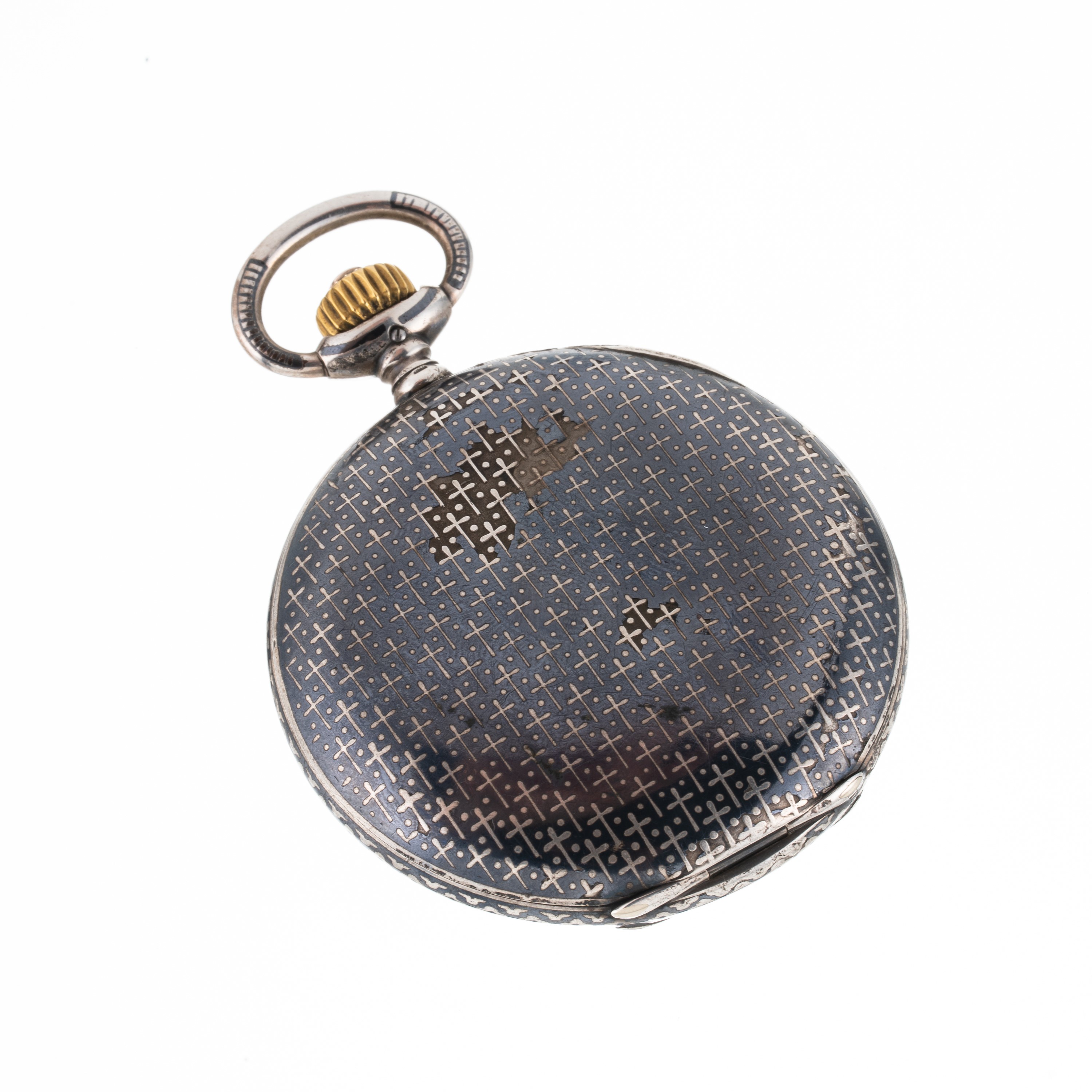 Iwc - Orologio da tasca a carica manuale in argento con quadrante in porcellana per il mercato te...