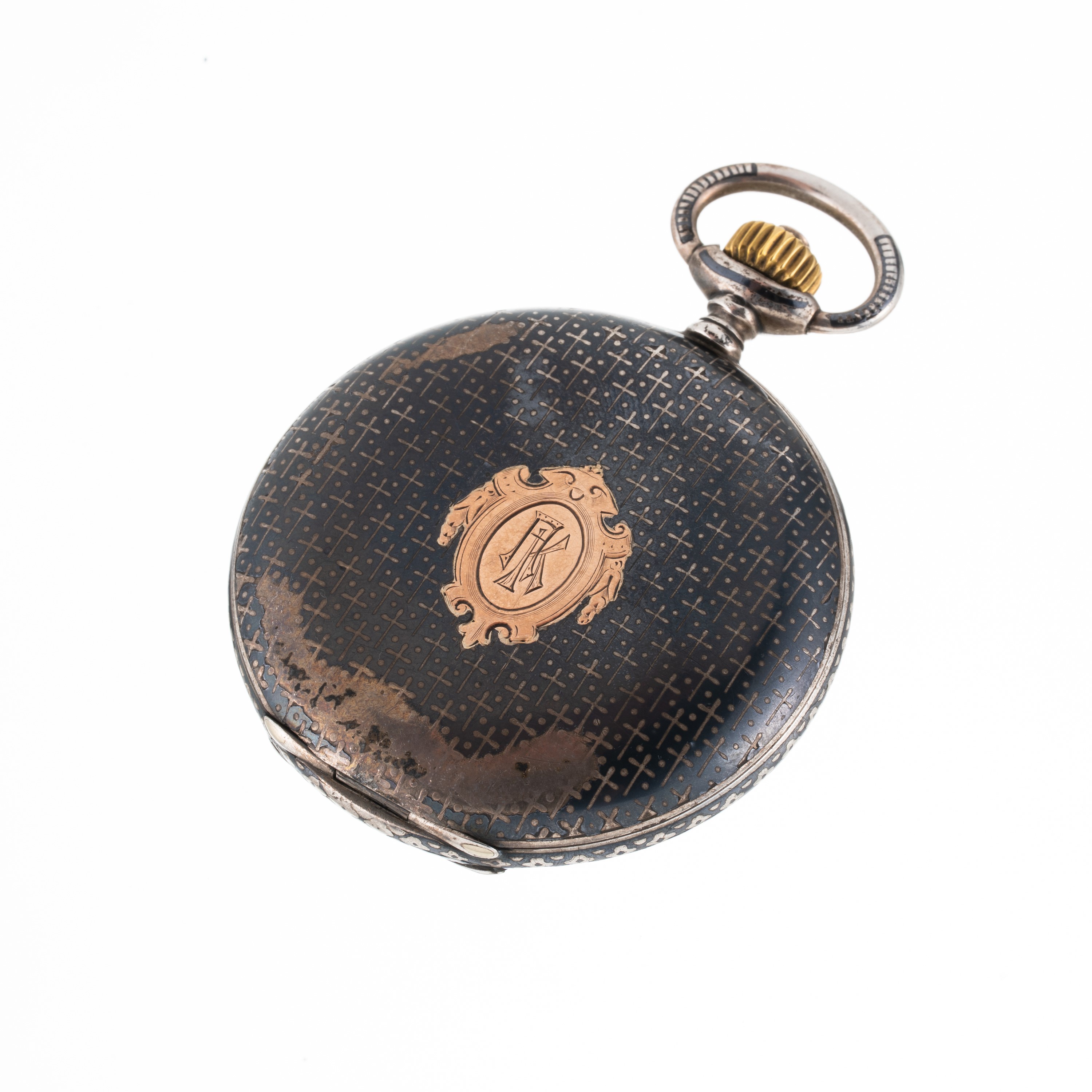 Iwc - Orologio da tasca a carica manuale in argento con quadrante in porcellana per il mercato te...